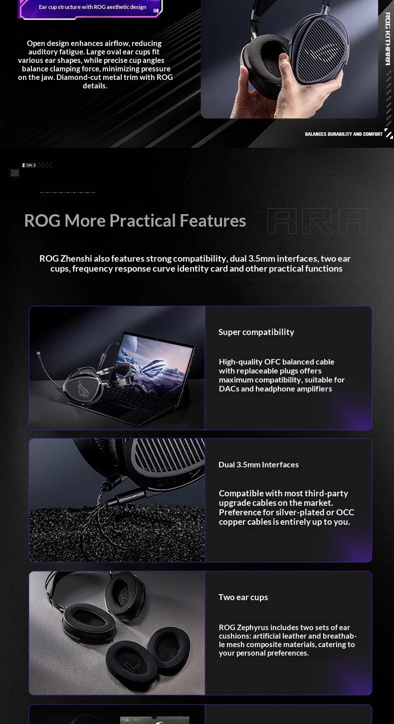 Asus ROG Kithara HIFIMAN Limited Edition Headphones Open Back Over Ear Planar Magnetic Wired Headphones 100mm Diaphragm Unit