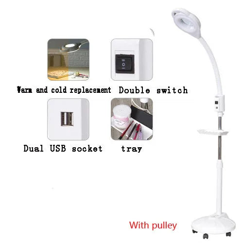 16X LED Lighting Magnifying Glass for Tattoo/Manicure and eyelashes/Skincare Beauty  Round fill light dimmable light