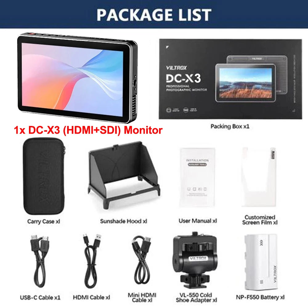 Viltrox DC-X2 DC-X3 Portable Monitor 6 Inch 2000 Nits 4K Touch Screen Profissional Photographic HD FHD Camera Monitor for Video