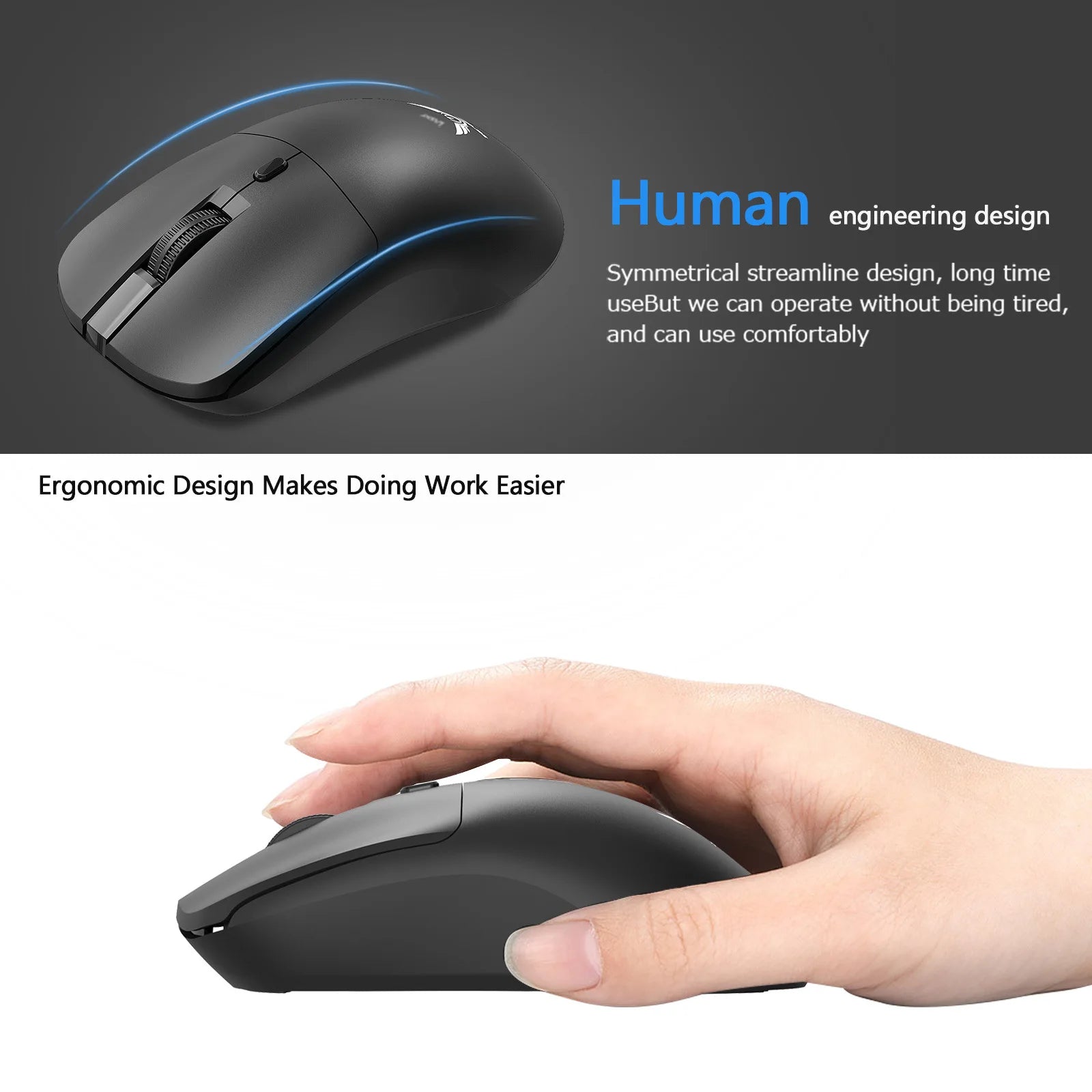2.4G Wireless Mouse Ergonomic Adjustable 800-1200-1600 DPI Lightweight Rechargeable Office Gaming Mice For PC/Laptop/Macbook Pro