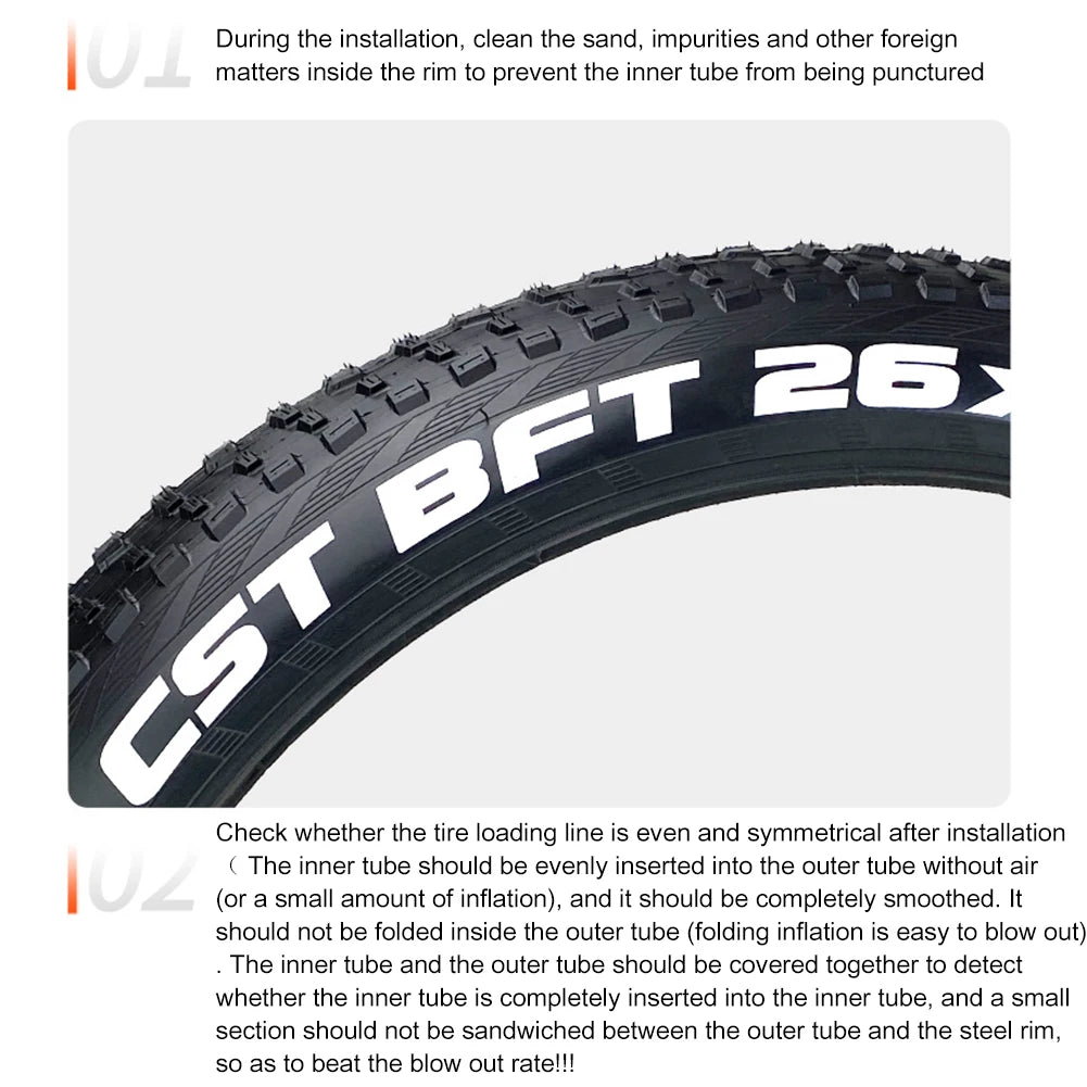 CST 26x4.0 City Fat Snow Bike Tire - Durable, Anti-Skid Rubber for Beach Biking
