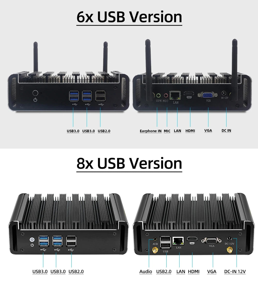 Helorpc Mini PC Intel Core i3 i5 i7 4005U 5005U 4500U DDR4 RAM Desktop Computer 4K HTPC TV Box USB3.0 WIFI PC
