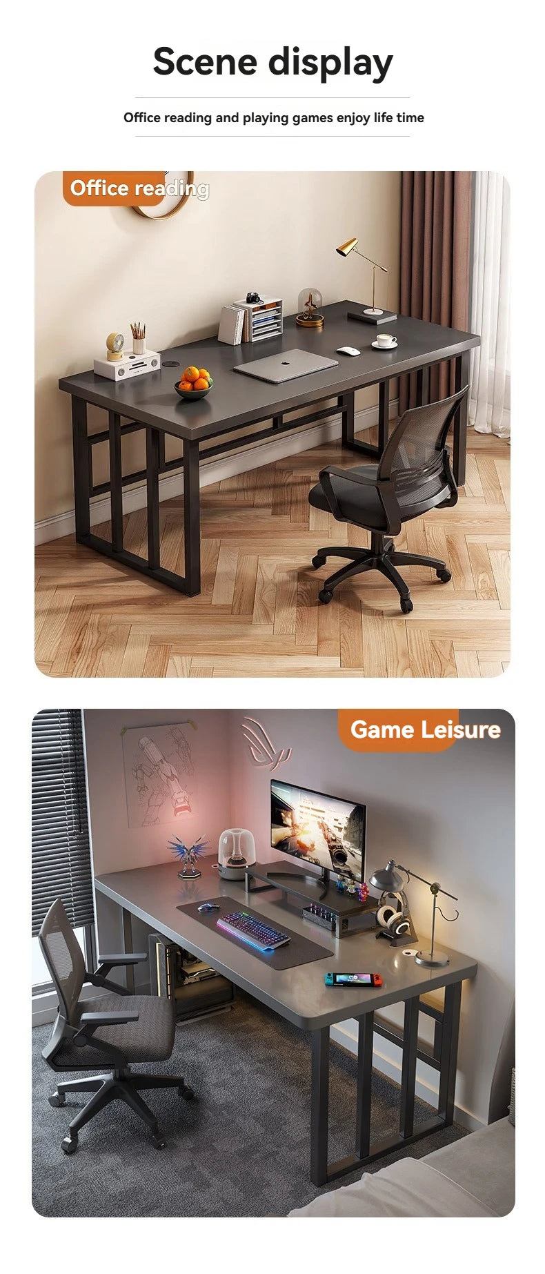 Computer desk, desktop, home bedroom, student learning, writing, internet network, red e-sports desk, rental house, simple offic