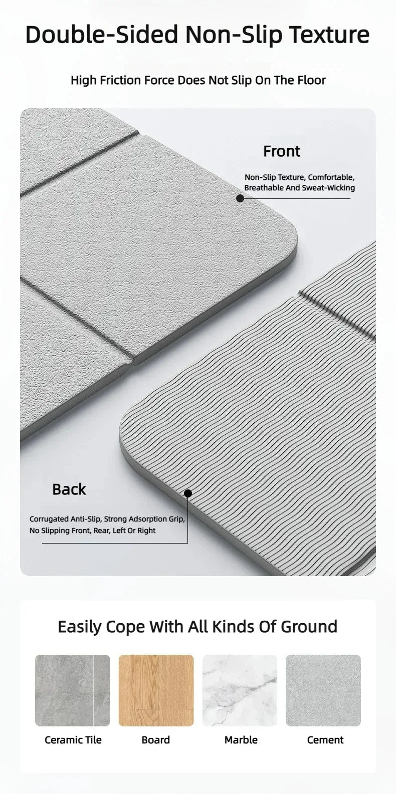 Ecological, Tpe, folding yoga mat, for travel, physical exercise, double-sided, anti-slip, Pilates and floor exercise
