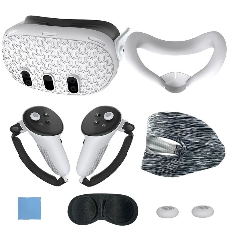 7pcs Accessories Set Lens Protector Cover Anti-Fall VR Protective Cover VR Headset Cover Controller Grips Cover for Meta Quest 3