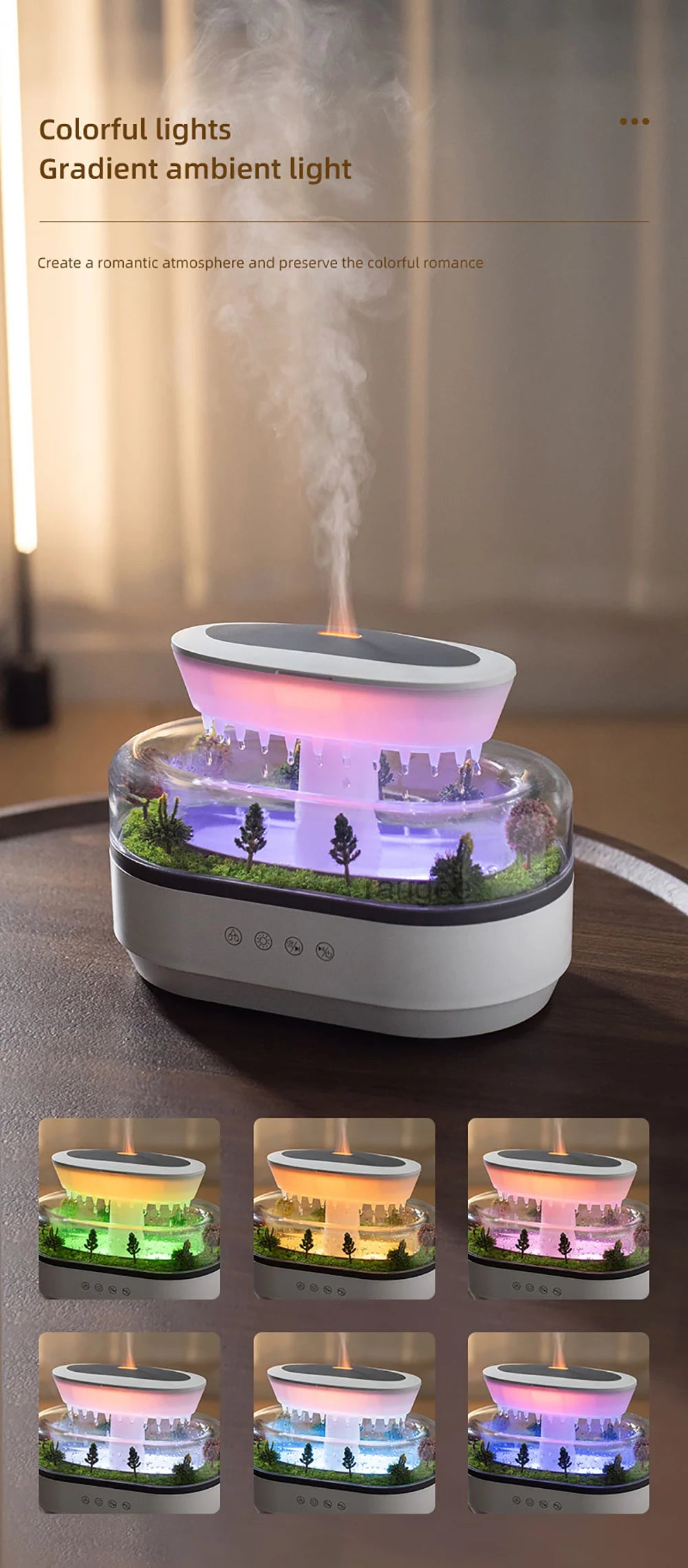 Humidifier Essential Oils Diffuser Raindrop Music Humidifier Home Fragrance Aromatherapy Diffuser Colorful Light Air Humidifier