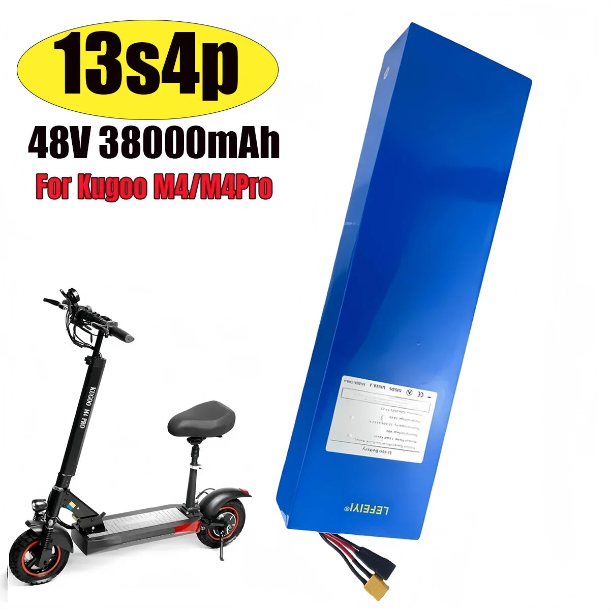 48V 13S4P 38AhElectric scooter battery equipped with BMS protection system,suitable for Kugoo M4/M4Pro/MaxSpeed series batteries