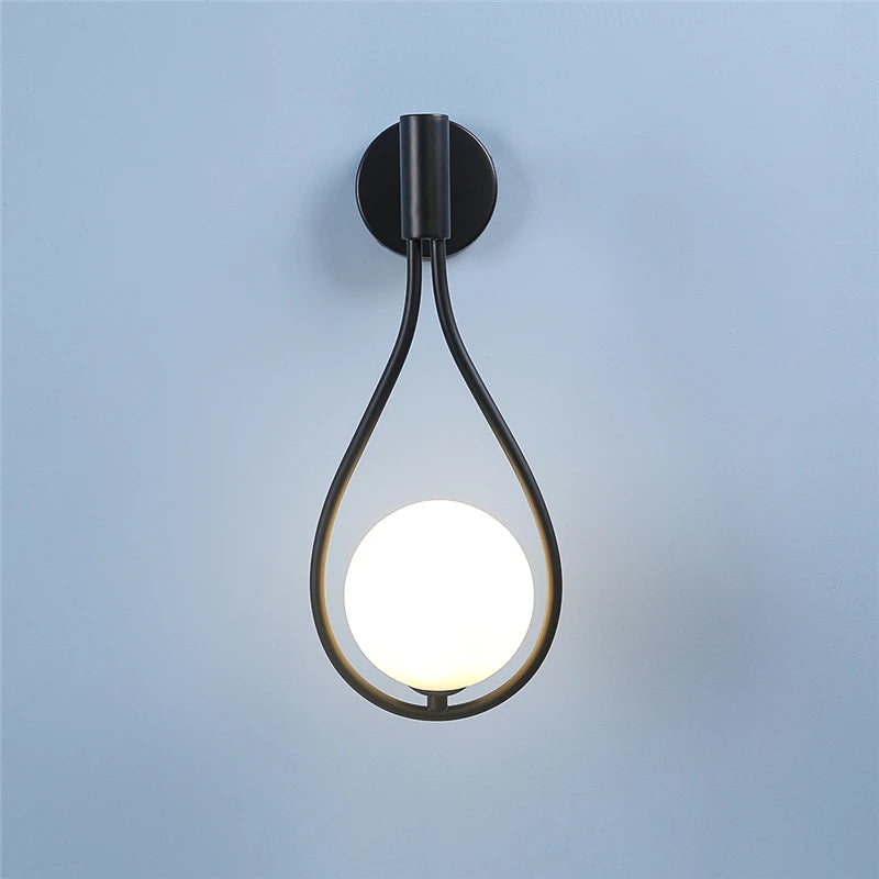 Modern Glass Ball Wall Light Luxury Gold Sconce Living Room Bedroom Bedside Aisle Staircase Nordic Wall Mount Indoor Decor Lamp