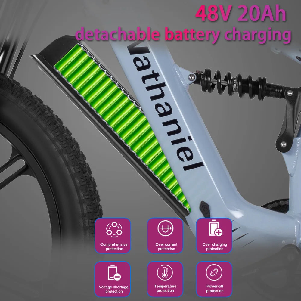 Nathaniel 2000W E-Bike SYR09 Dual Drive 26x4.0 Fat Tire 48V20AH Battery E-Mountain Bike Outdoor Sports All-Terrain Electric Bike