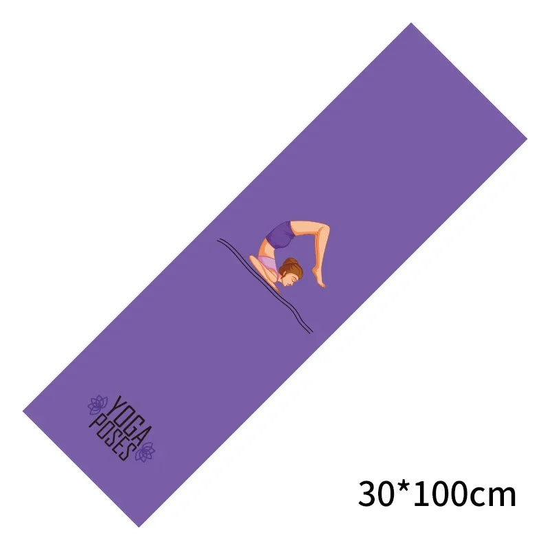 30*100cm Printed Yoga Towel Portable Double Layer Non-Slip Mat Protection Yoga Exercise Pad Quick Drying Pilates Towel Blanket