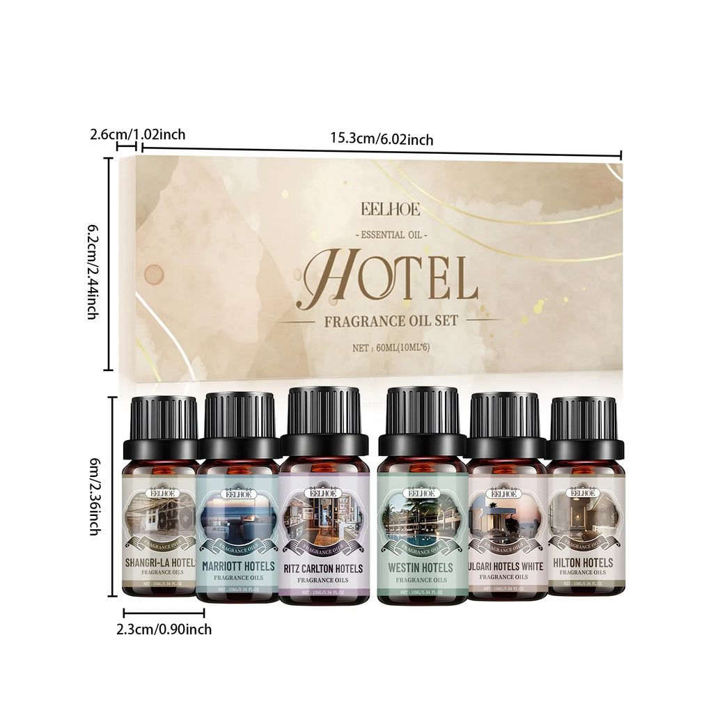 6 Flavors 10ml Essential Oils Nature Plant Making for Aroma Diffuser Air Humidifier Home Hotel Water-soluble Fragrance Gifts Kit