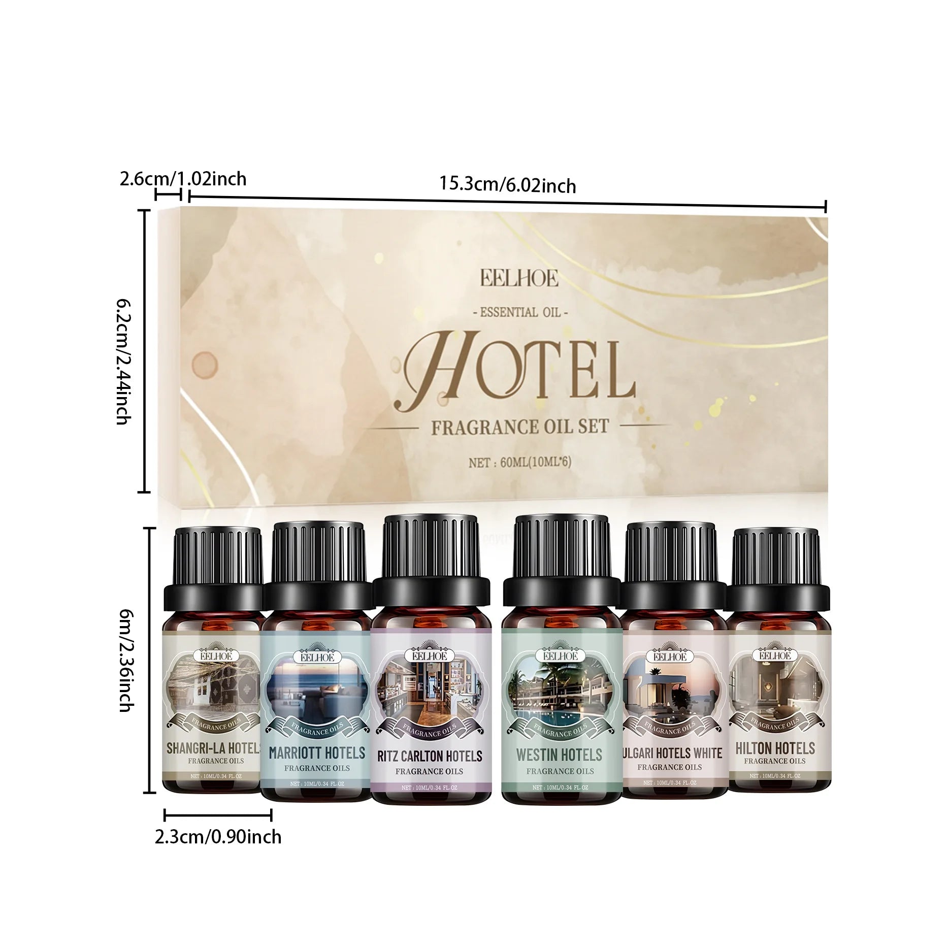 6 Flavors 10ml Essential Oils Nature Plant Making for Aroma Diffuser Air Humidifier Home Hotel Water-soluble Fragrance Gifts Kit