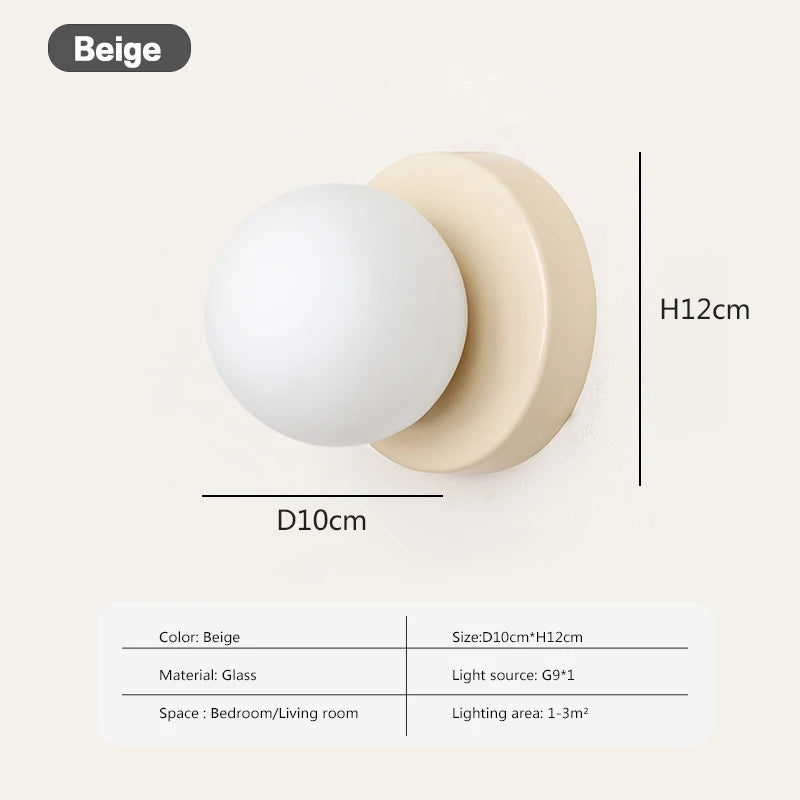 Nordic LED Glass Wall Lamp Minimalist G9 Base Orb Sconce For Bedroom Study Hallway Staircase Aisle Entrance Lighting Fixtures