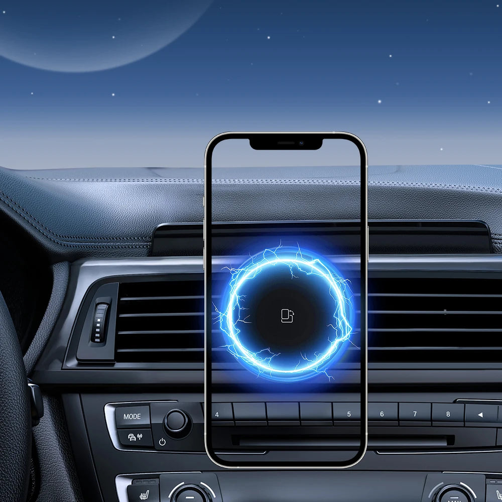 Fast charging car charger, car phone holder, wireless magnetic charger, compatible with Magsafe heat dissipation for iPhone/RG