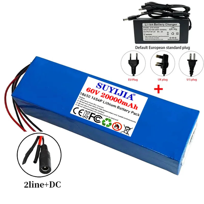 Air fast transportation 60V New Full Capacity Power 18650 Lithium Battery 20ah Lithium Battery Pack 16S4P Suitable for 250-2000W