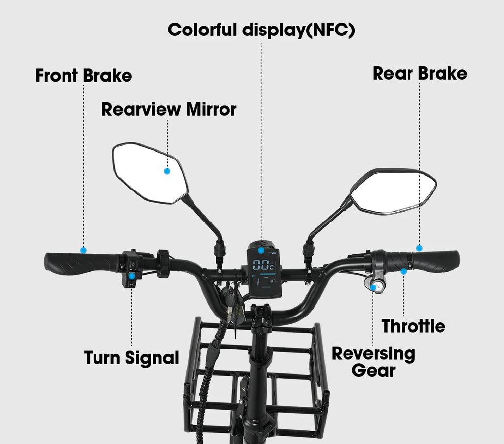 Electric Tricycle 750W Motor 48V 20AH Remover lithium Battery Foldable 3 Wheel Electric Bike 16 Inch Fat Tire 100km Ebike