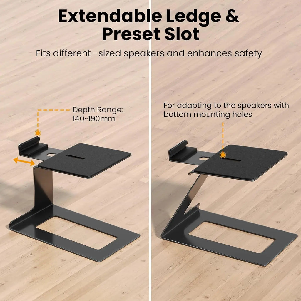 Desktop Speaker Stands 1 piece Carbon Steel Cantilevered Speaker Bracket with Vibration Absorption Pad for Computer Monitors