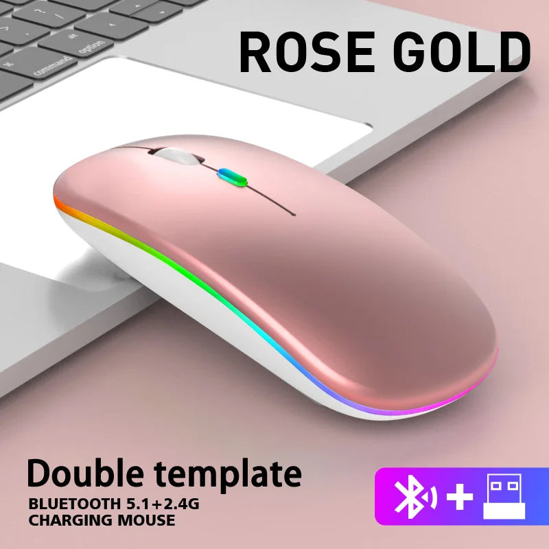 Wireless Mouse Bluetooth 2.4GHz Dual Modes Rechargeable RGB Ergonomic Silent Mouse Optical Mice For PC Computer Laptops Notebook