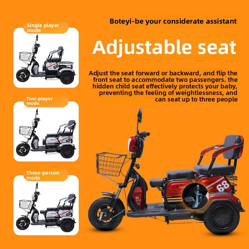 1000W 20ah Electric tricycle adult elderly scooter small household mini female Electro bike range 60km