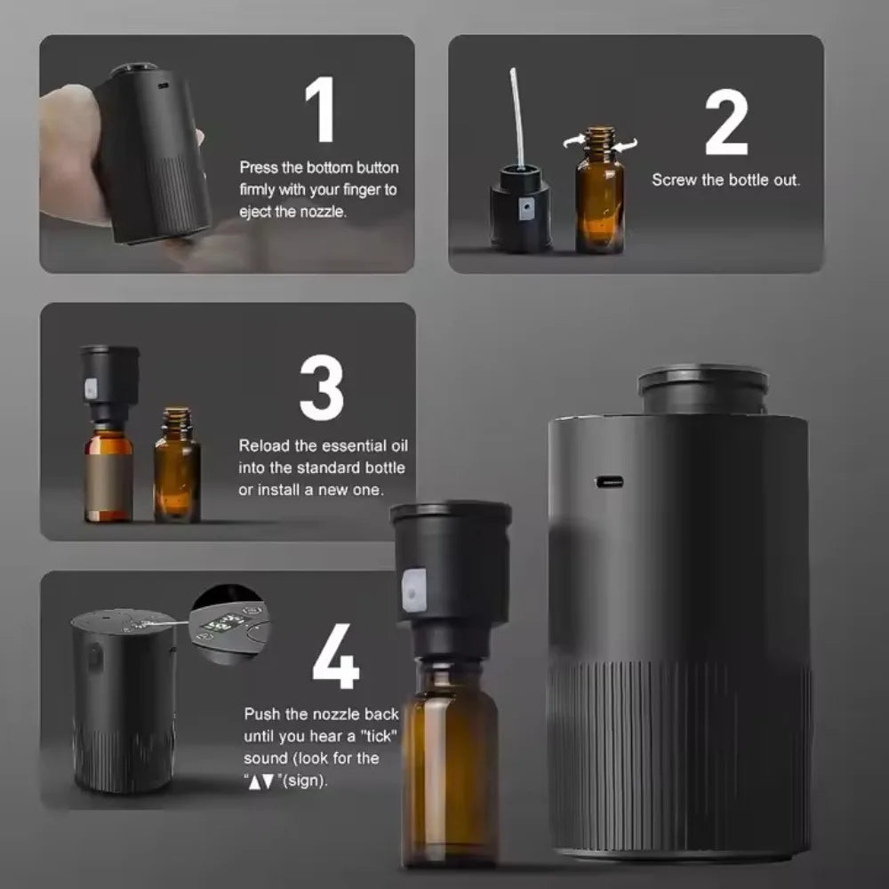 Portable Oil Diffuser Aroma Diffuser Car Air Freshener Electric Essential Oil Diffuser Mini Humidifier Scent Machine For Home