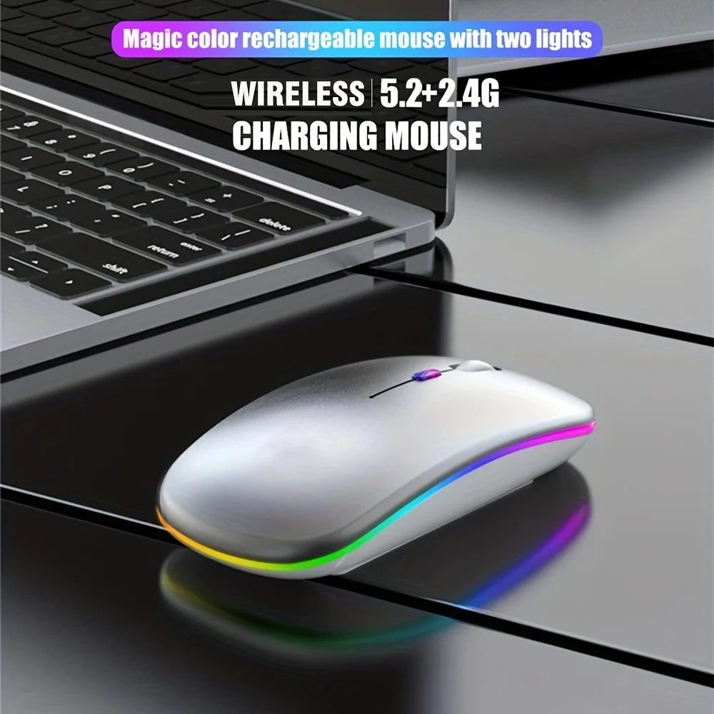 Wireless Mouse Bluetooth 2.4GHz Dual Modes Rechargeable RGB Ergonomic Silent Mouse Optical Mice For PC Computer Laptops Notebook