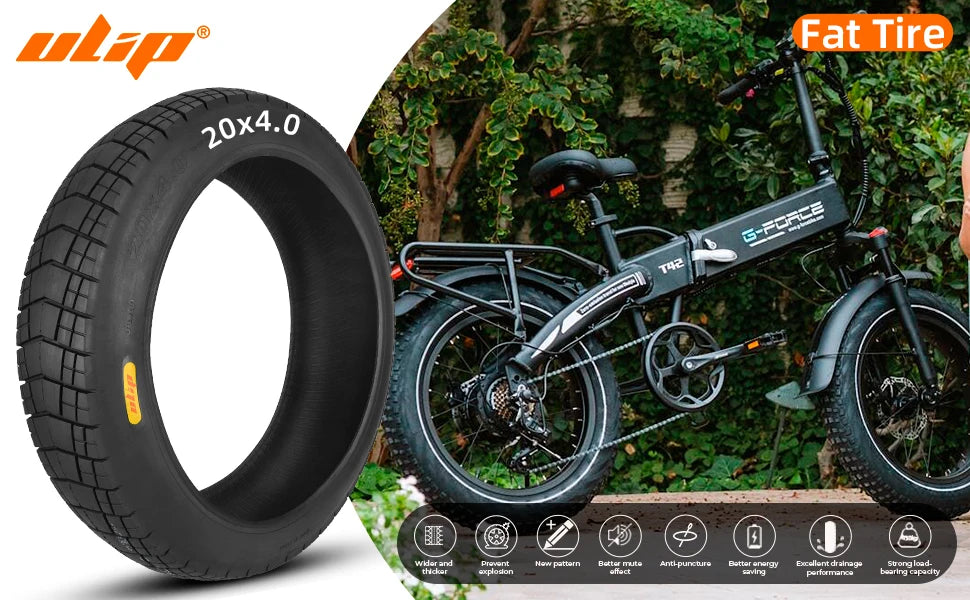 ULIP New 20 Inch Fat Tire 20x4.0 Bike Off-road Fat Tire Snowmobile Beach Electric Bicycle 20*4.0 Anti-Slip Fat Tire Cycling Part