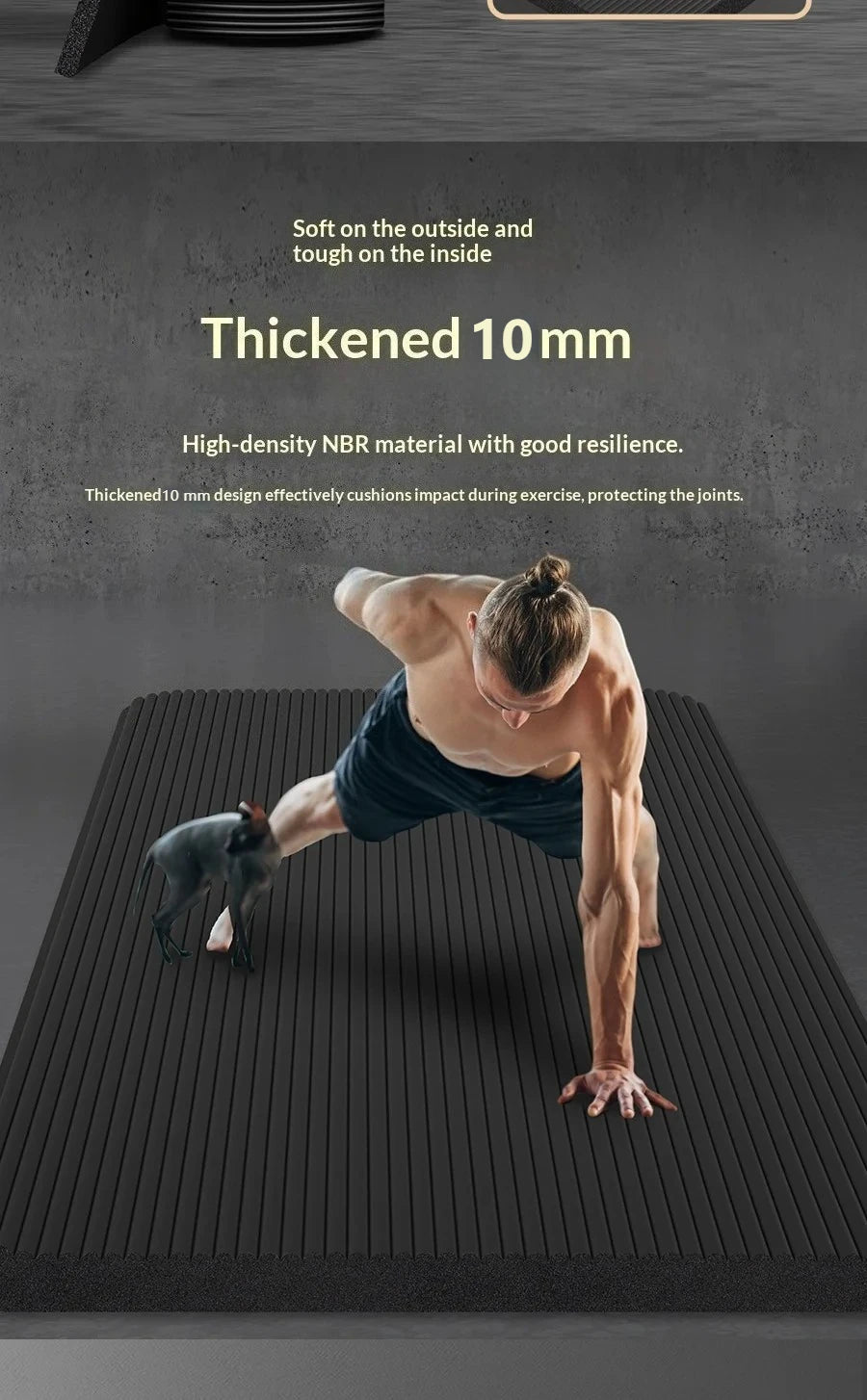 10MM Non Slip Extra Thick Yoga Mat High Density Fitness Exercise Mat Home Workout Pilates Beginner Men Women Eco Friendly Black