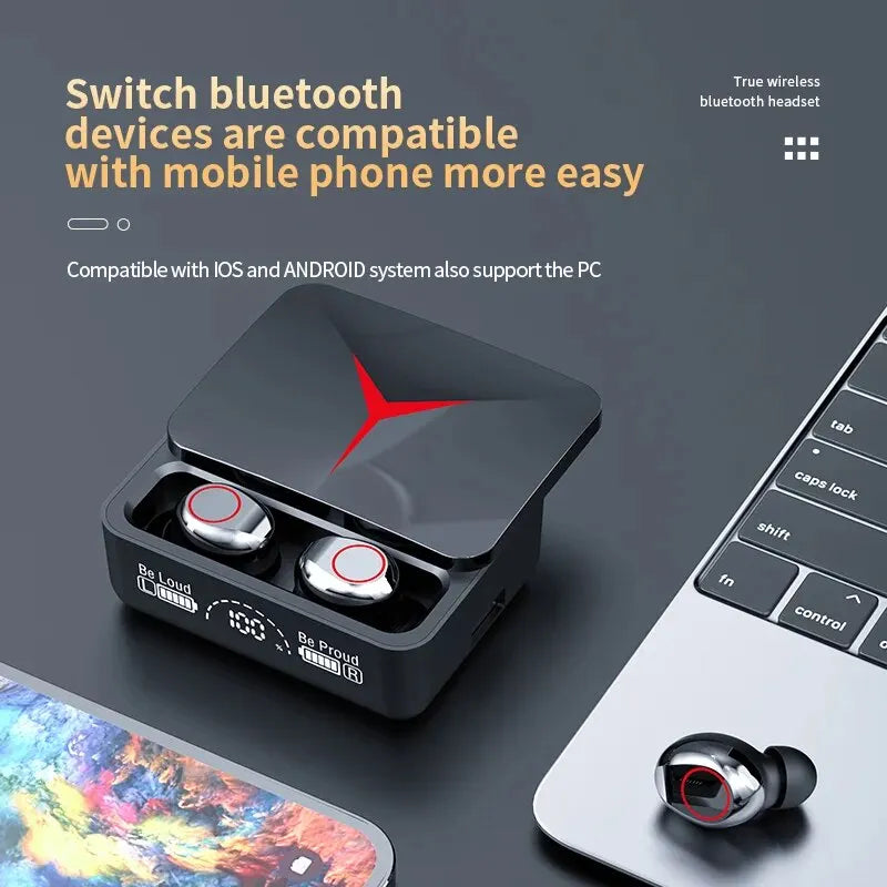 Wireless Headphones Gaming Headsets Bluetooth 5.3 Stereo Sports Earbuds Earphones LED Digital Display With Mic For iPhone Xiaomi