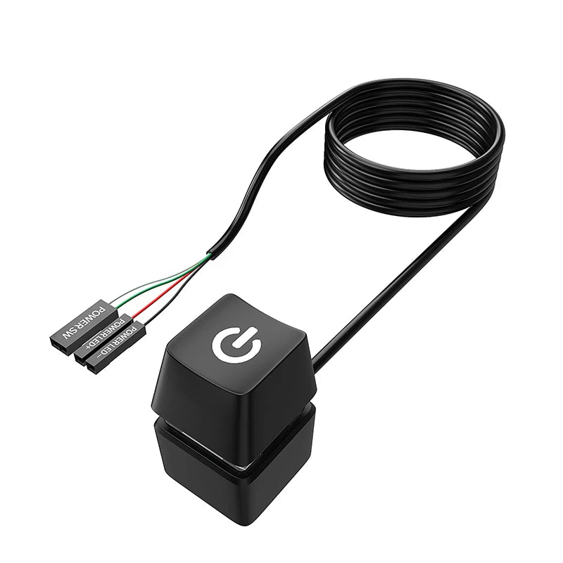 Computer Desktop Shortcut Switch Colorful LED PC Motherboard External Start Power On/Off Button Extension Cable For Home Office