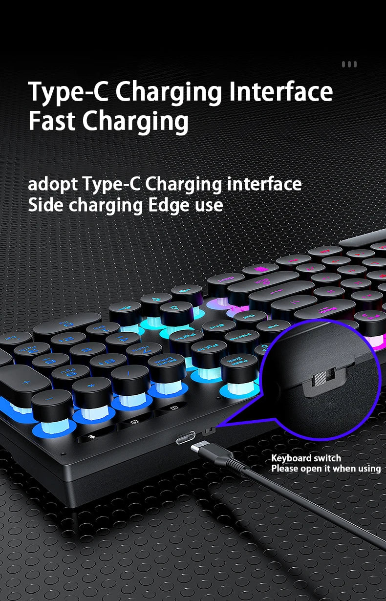 Mechanical hand feel electronic sports game business office wireless USB light keyboard set