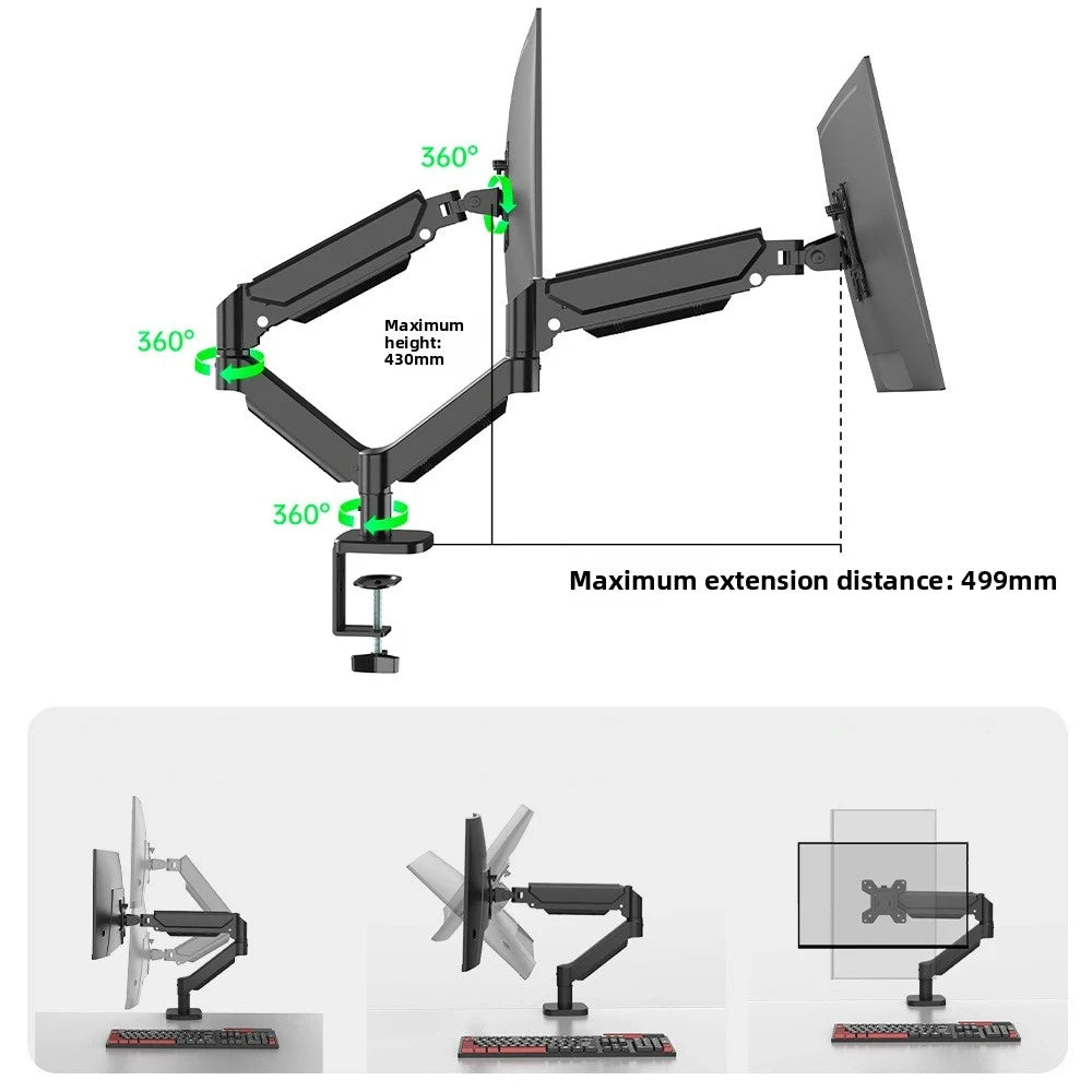 Desktop Mount Monitor Arm Stand with Tray Expandable Monitor Holder Ergonomic Universal Monitor Bracket Computer Monitor