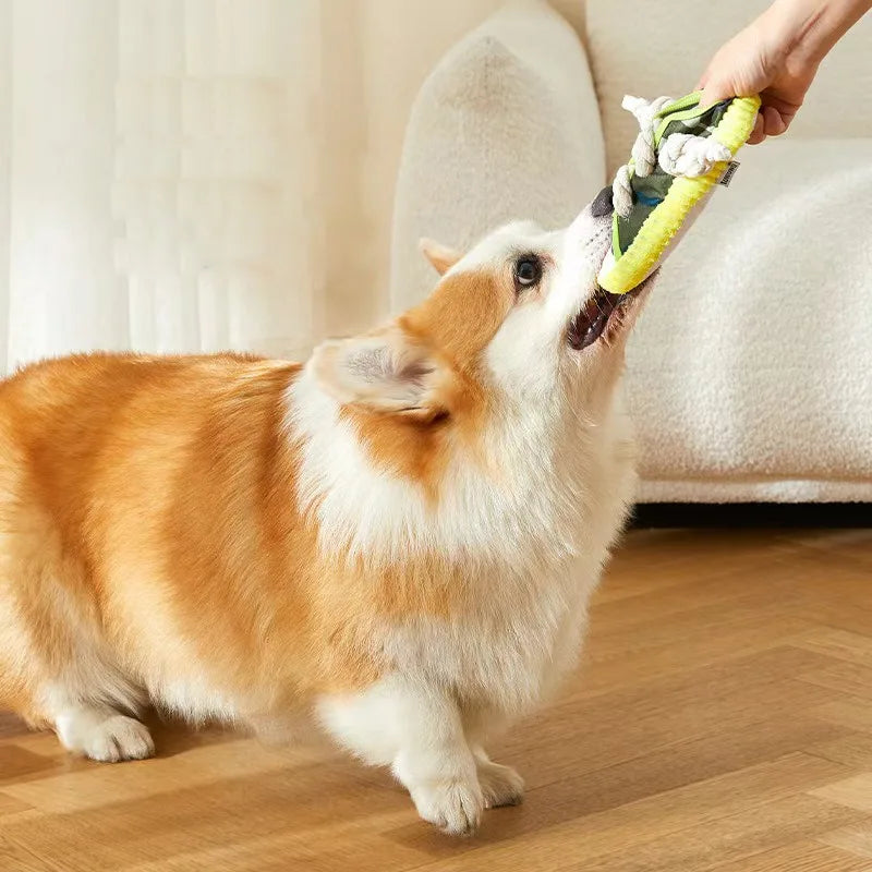 Dog Toys Shoes Pet Cotton Rope Slippers Sound Making Toys Teeth Cleaning Built-in BB Airbag Round Ball Bell Various