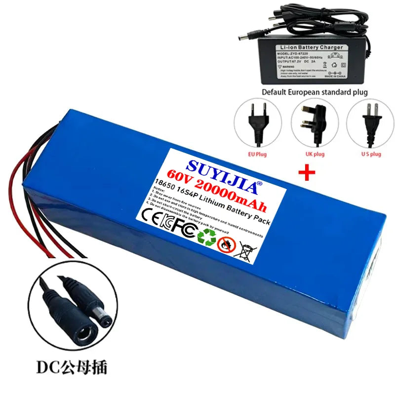 Air fast transportation 60V New Full Capacity Power 18650 Lithium Battery 20ah Lithium Battery Pack 16S4P Suitable for 250-2000W