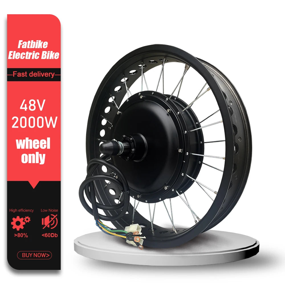 48V 2000W Electric Fat Bike Kit 20 24 26inch 4.0Tyre Brushless Non-gear Rear Hub Motor Wheel  Dropout 190mm For Snow eBike kit
