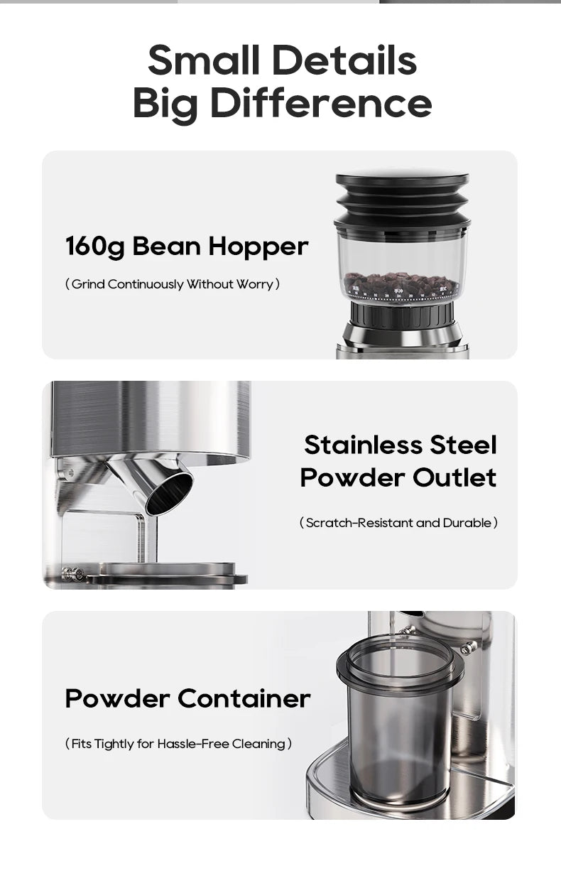 HiBREW Automatic Coffee Mill Electric Coffee Grinder with 48 Gears for Espresso American Coffee Pour Over Visual Bean Storage G7