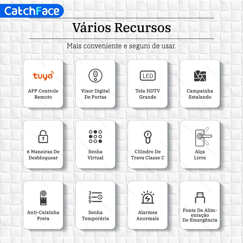 Brazil Tuya Smart Door Lock Portuguese Voice Digital Electronic Lock WIFI APP Fingerprint Password RFID Unlock For Home