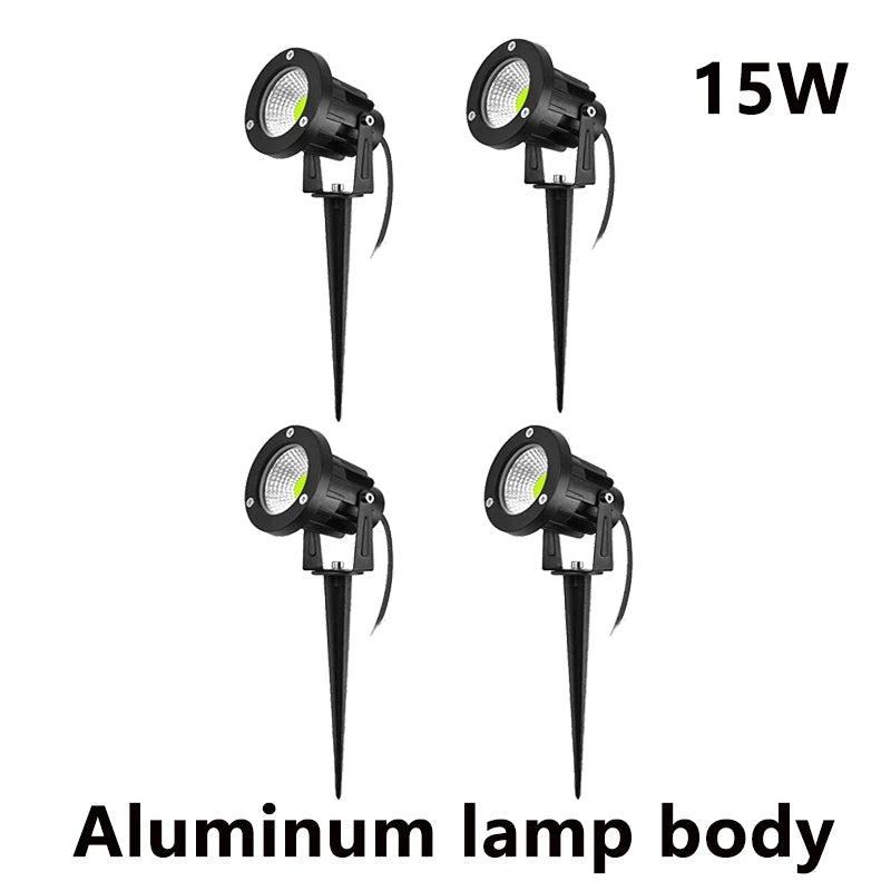 LED Garden Lawn Lamp 5W 10W 15W Outdoor Waterprof IP65 220V110V12V24V Landscape Spike Bulb Garden Path COB Lawn Spotlights