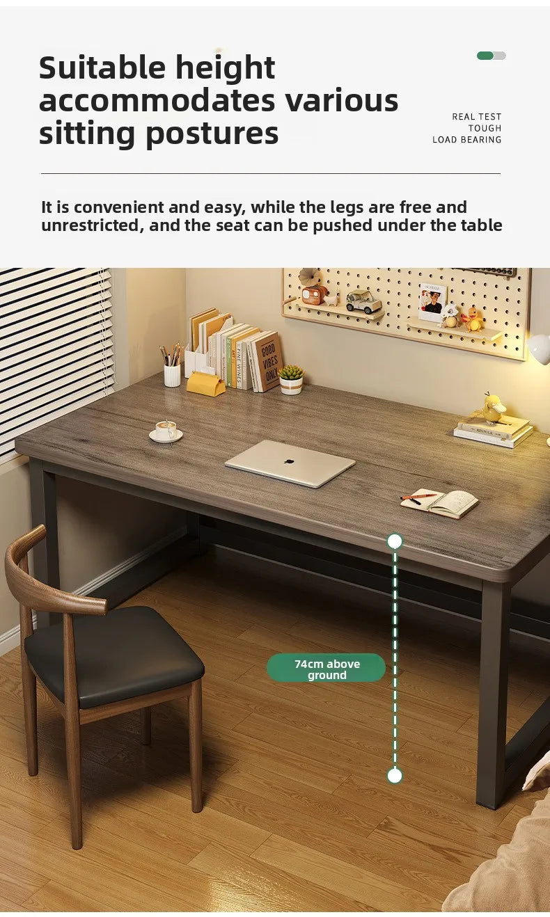 80/100/120/140/160cm Office Desk 15mm Wood Desktop Computer Table with Steel Frame Study Writing Desk for Home Office Workspace