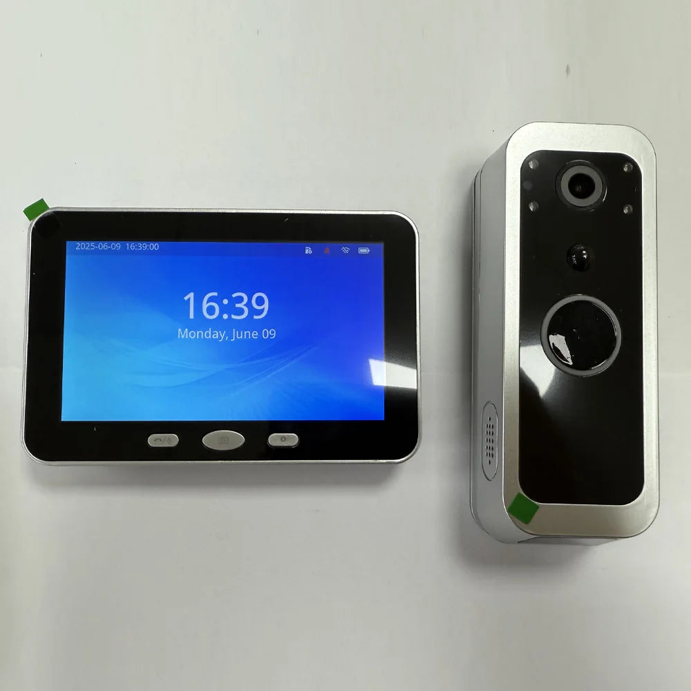 Tuya Smart Wireless Doorbell Camera Outdoor WiFi Audio Video Door Phone Intercom System 1080P 5'' Monitor Screen No Monthly Fees
