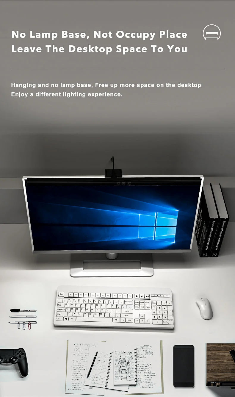 LED Desktop Monitor Light Bar RGB Computer Atmosphere Desk Lamp Learning Office Reading Eye Protection Screen Hanging Lighting