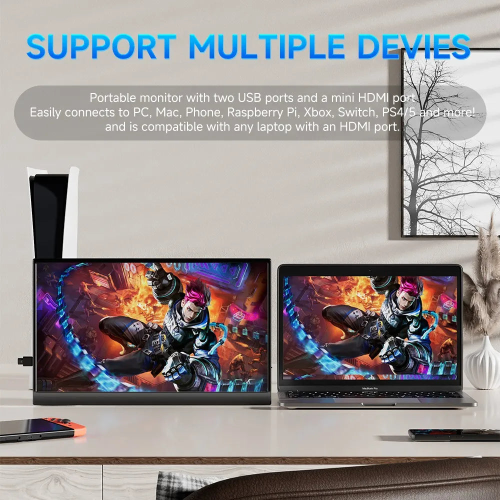 MUCAl 15.6 inch Portable Monitor FHD 1920*1080 Travel Gaming 15.6" Display Screen for Laptop Phone Switch ps4 ps5 XboX MacBook