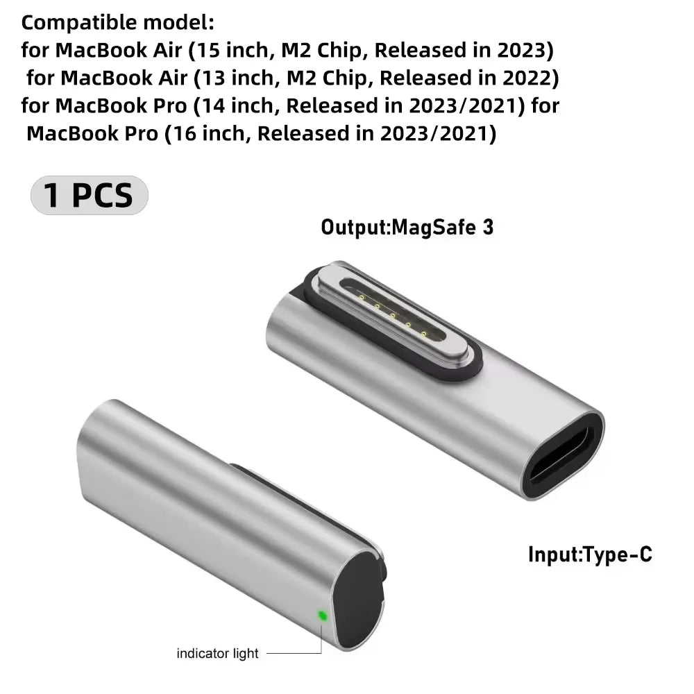 2M USB Type C to Magsafe 3 Magnetic Charger Cord Laptop Charging Cable Converter PD 140W for MacBook Air/Pro A2442 A2485 A2681