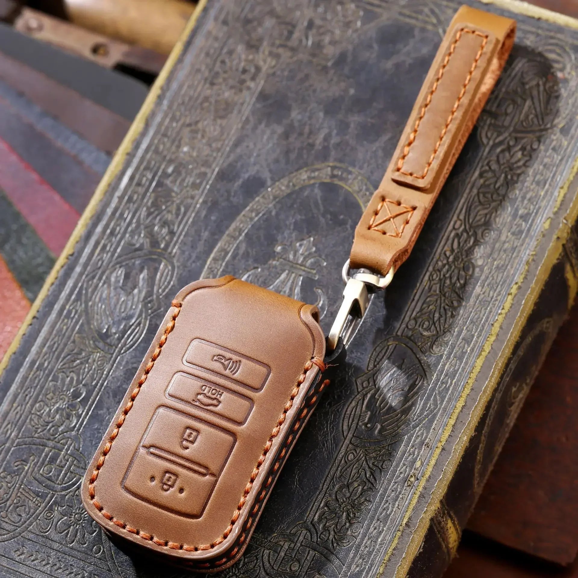 Luxury Leather Car Key Case Cover Fob Protect for Kia 4 Button Sorento K900 K7 Cadenza Accessories Keychain Holder Shell Bag