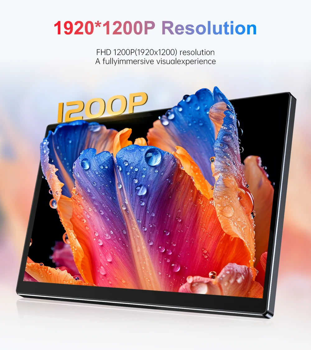 14 inch Portable Monitor Touch Screen with 1920X1200 IPS Office Computer Second Display for Laptop Phone CCTV DIY Car Syteam