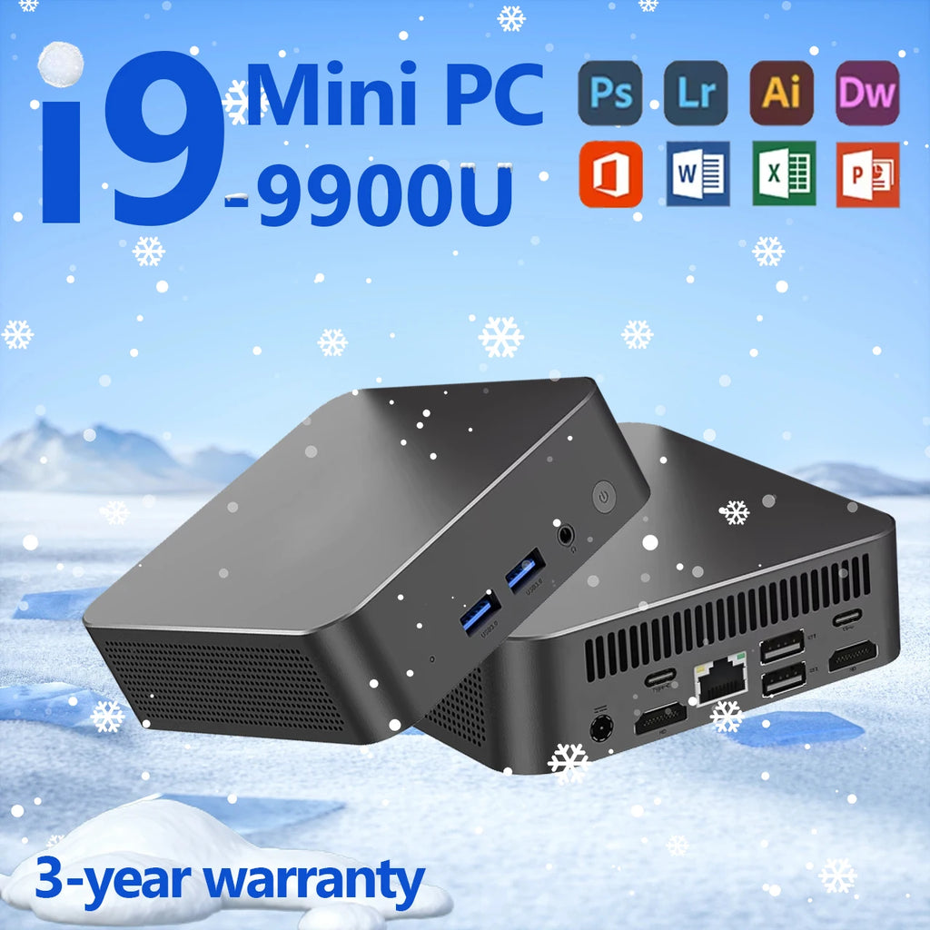 Portable MINI PC Core i9 9900U Windows 11 Pro DDR4 16GB SSD 1TB 2TB Computer Gamer Wifi 6 BT5.2 Office UHD Graphics Desktop PC