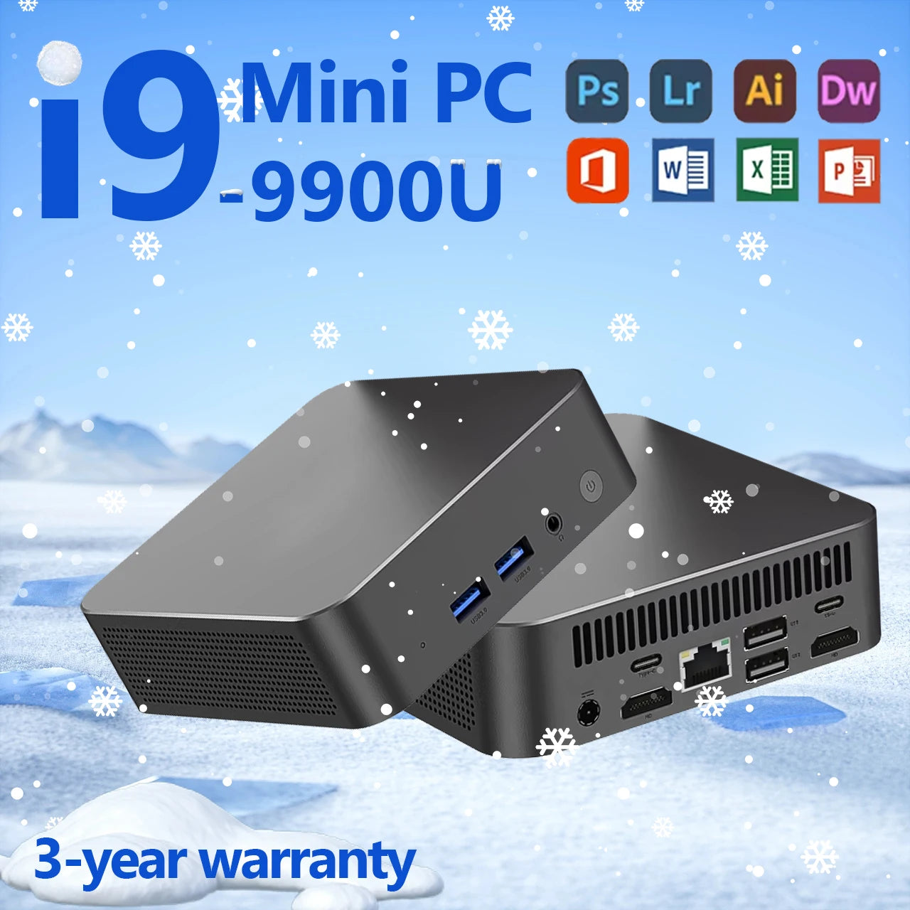 Portable MINI PC Core i9 9900U Windows 11 Pro DDR4 16GB SSD 1TB 2TB Computer Gamer Wifi 6 BT5.2 Office UHD Graphics Desktop PC