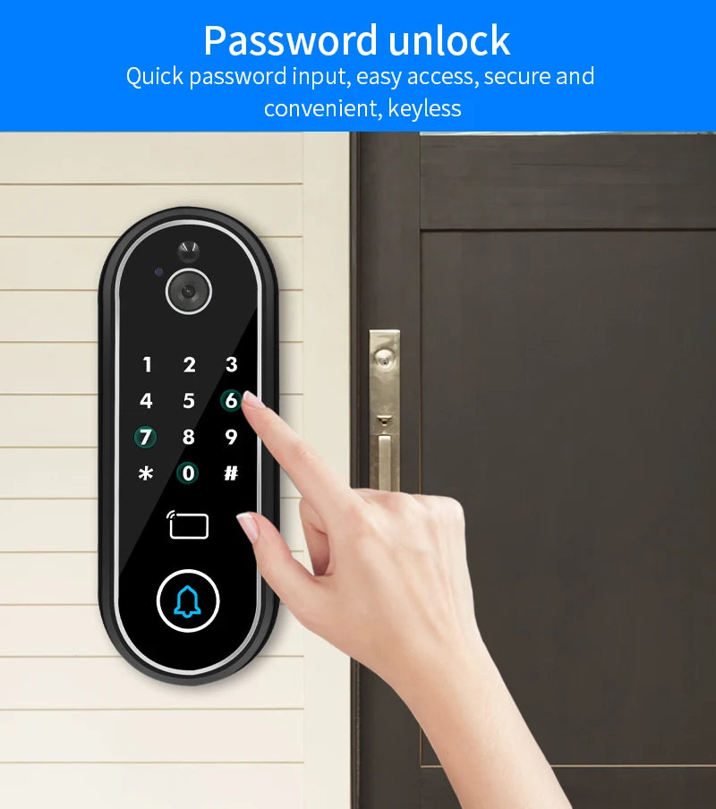 1080P Tuya Smart Doorbell Wifi Video Intercom with Motion Detection Unlock by Remote Control RFID Card NFC APP Access Control
