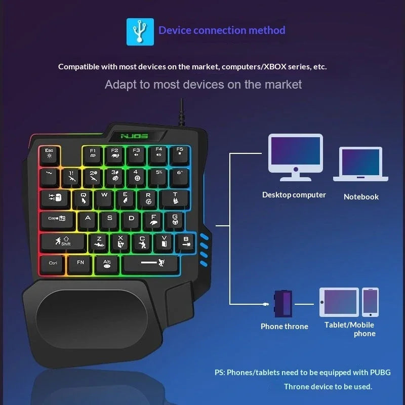 35 Keys Wired Gaming Mechanical Keyboard Desktop Pc Portable Usb Single Hand Keyboard Ultra-slim One Handedly Keyboard