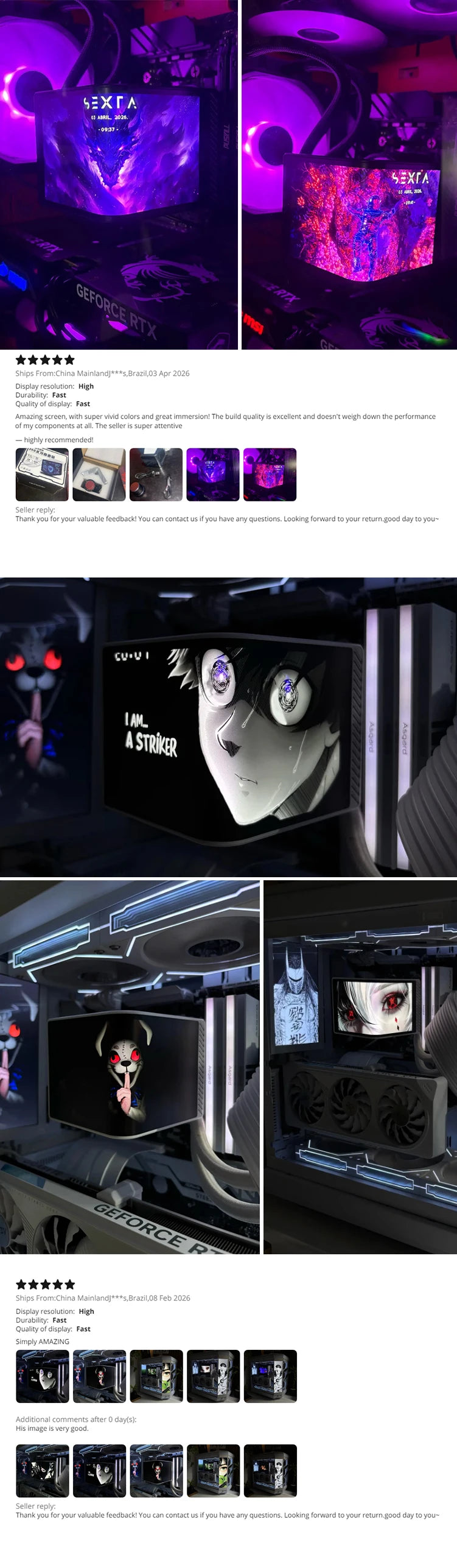 6.5 Inch AMOLED Flexible Display 360 Water Cooled Curved Screen Chassis Monitoring Secondary Monitor 3D Video 2k Bendable