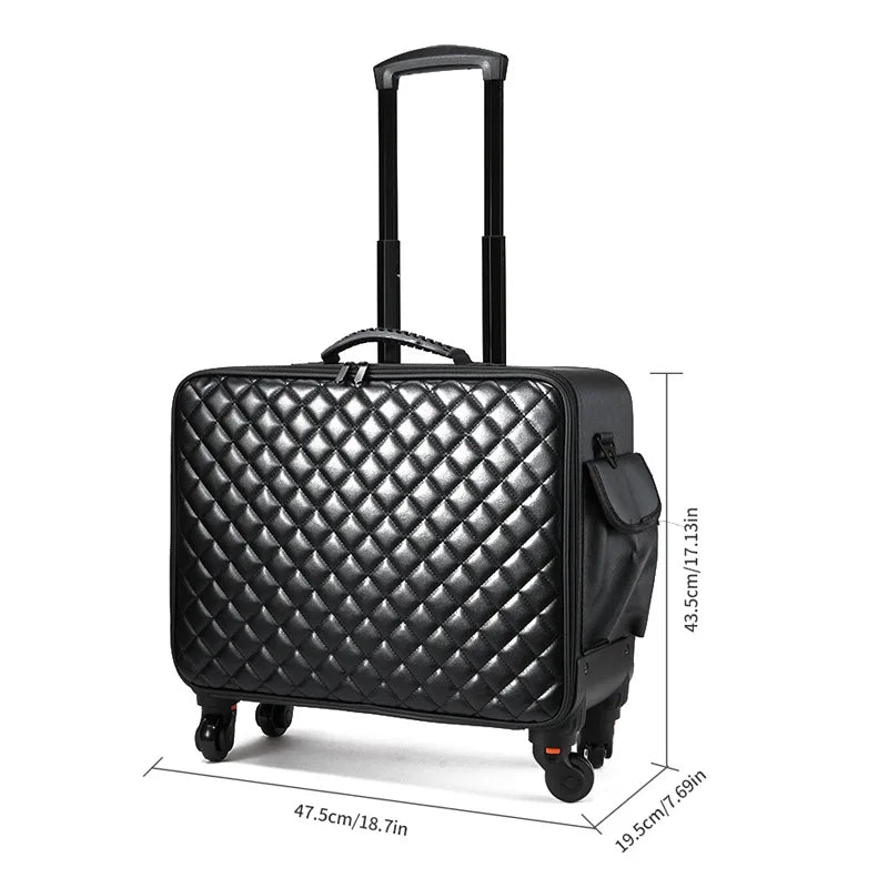 Travel Makeup Artist Bag Luggage Cosmetic Brush Storage with Wheels Beauty Tool Organizer Rolling Suitcase for Artists